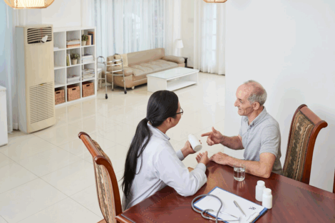 Offer practical safety advice for patients receiving in-home services. 